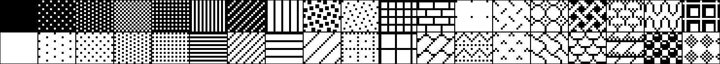 All 38 patterns in a 19x2 tile